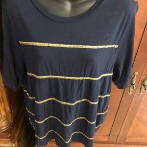 Ralph Lauren size L navy blue Top gold beaded